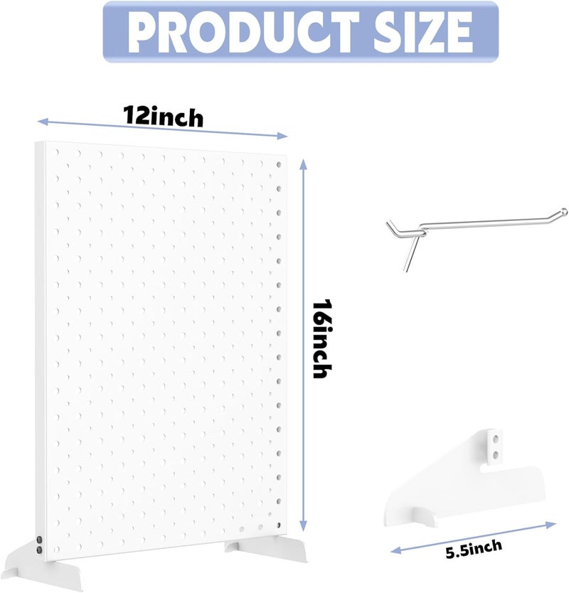 WALMANN Metal Tabletop Pegboard Display Standing Pegboards for Craft Shows, 12" x 16" Countertop Peg Board with Hooks for Jewelry & Accessories (Cream-White, 2-Pack) - Image 3
